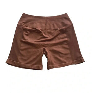 Brown Amazon High Waisted Seamless Compression Athletic Shorts Womens Size Large